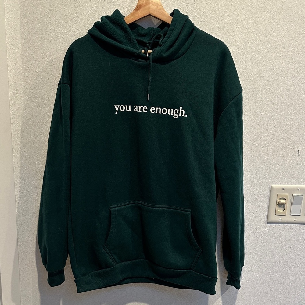 Dark Green Hoodie with Inspirational Text size medium - Picture 2 of 5